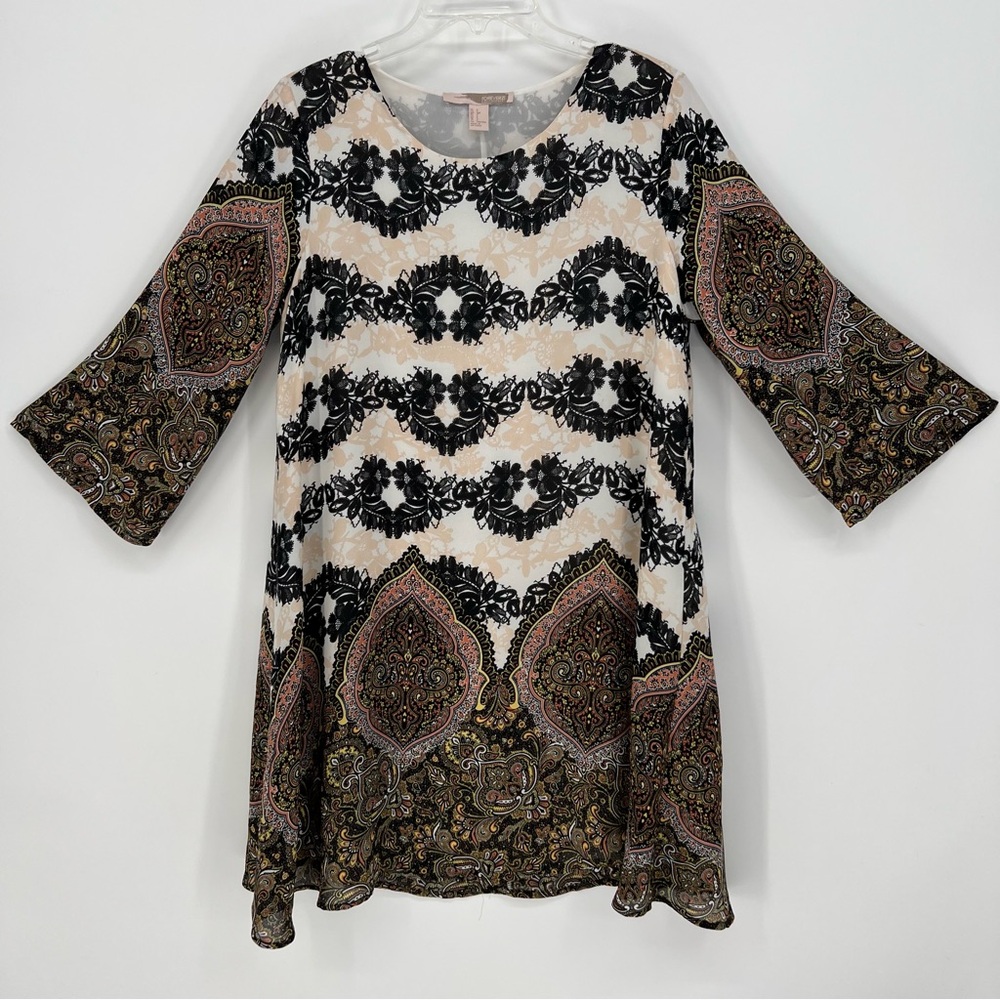 Forever 21 Shift Dress Small Lined  With Long Kimono Sleeves Paisley Pattern